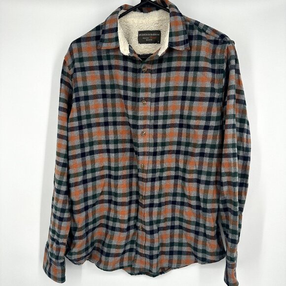 Hudson & Barrow Plaid Button Down Shirt Size Medium 100% Cotton - Picture 1 of 5
